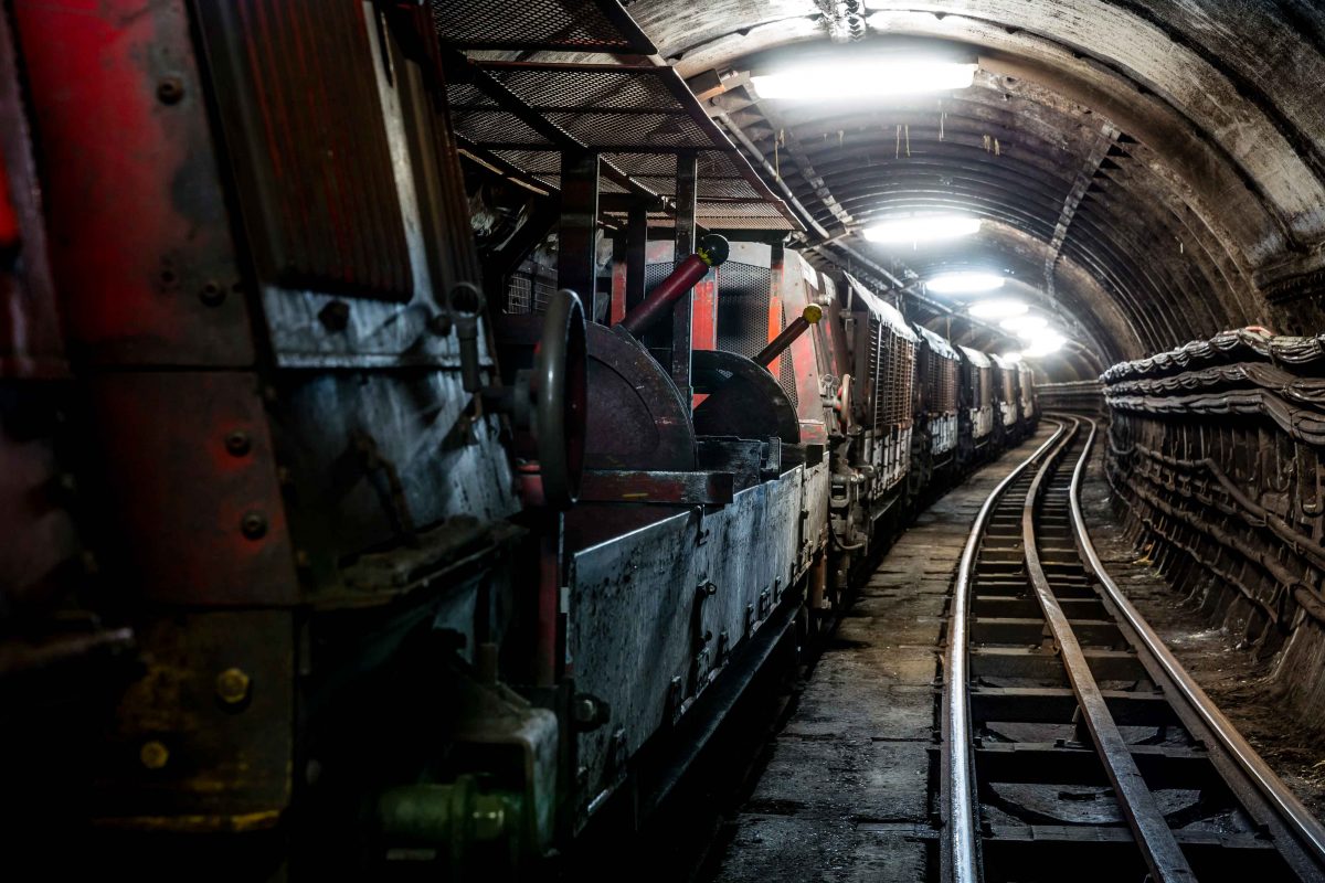 Photo showing view of empty Mail Rail Tunnels below The Postal Museum